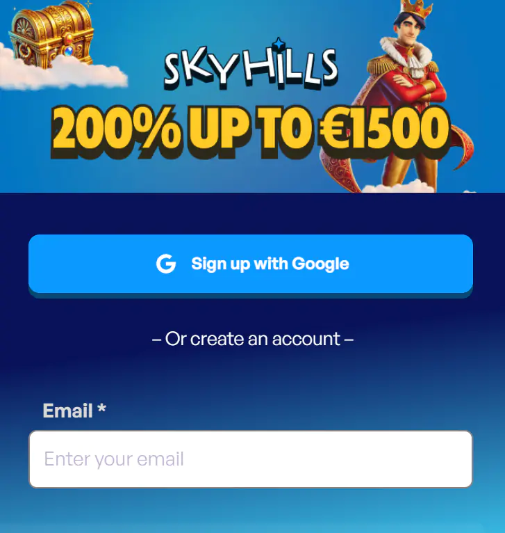Skyhills Login Scherm